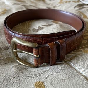 Brown embossed Italian calfskin belt